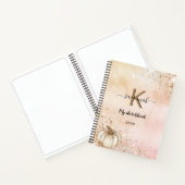 Roos goudpompoen glitter monogram notitieboek (Binnen)