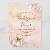 Roos goudpompoen Thanksgiving Dinner Kaart (Voorkant / Achterkant)