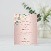 Roos goudroze diamant floranties glamoureus bruilo briefkaart (Staand voorkant)