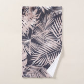 Roos goudroze, donkere tropische palmbladeren bad handdoek (Handdoek)
