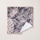 Roos goudroze, donkere tropische palmbladeren bad handdoek (Wasdoekje)