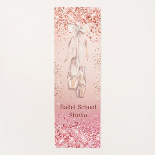 Roos goudroze glitter balletdansstudio yogamat (Voorkant)