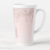 Roos goudroze glittermonogram initiaal latte mok (Rechts)