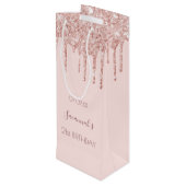 Roos goudroze glitterspargel wijn cadeautas (Achterkant Gekanteld)