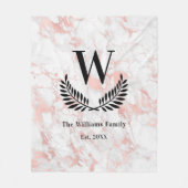 Roos goudroze marmer monogram elegant fleece deken (Voorkant)