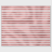 Roos goudroze metallic strepen cadeaupapier (Vlak)