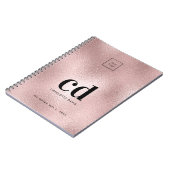 Roos, goudroze monogram initiaal logo notitieboek (Linkerzijde)