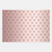 Roos goudroze monogram naam verjaardag inpakpapier vel (Voorkant 2)