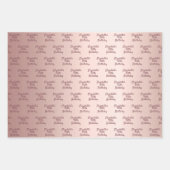 Roos goudroze monogram naam verjaardag inpakpapier vel (Voorkant)