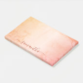 Roos goudroze roze marmer-monogram post-it® notes (Schuin)