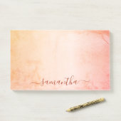 Roos goudroze roze marmer-monogram post-it® notes (Op bureau)