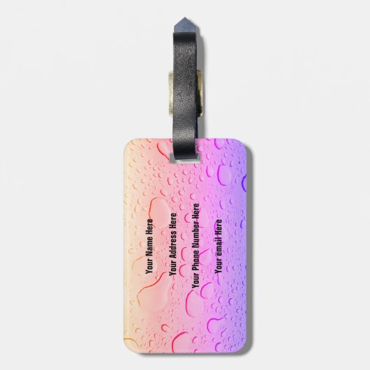 Roos goudroze waterdruppels Ombre Custom Modern Bagagelabel (Achterkant verticaal)
