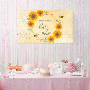 Roos goudroze zonnebloemen moeder op Baby shower Spandoek