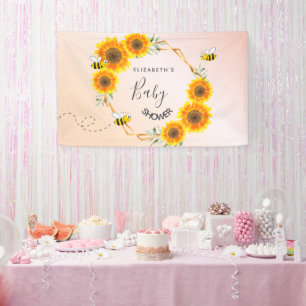 Roos goudroze zonnebloemen moeder op Baby shower Spandoek