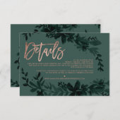 Roos goudscript Floral green bruiloft direction Informatiekaartje (Voorkant / Achterkant)