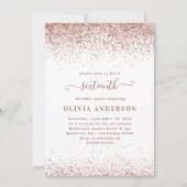 Roos goudsparkle glitter girly script 16 verjaarda kaart (Voorkant)