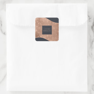 roos goudsparkle-golven luxueuze vierkante stok sticker