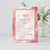 Roos goudstof roos roze rsvp reactiekaart (Staand voorkant)