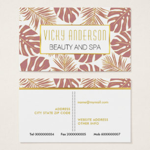 Roos, goudtropische bladeren, visitekaartjes