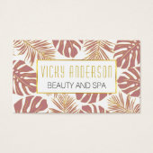 Roos, goudtropische bladeren, visitekaartjes (Voorkant)