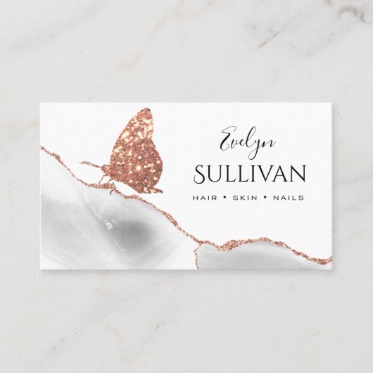 roos goudvlinder en witte gewas visitekaartje (Voorkant)