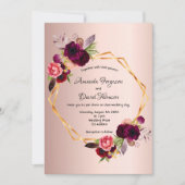 Roos goudvuurwapens met een geometrische bruiloft kaart (Voorkant)