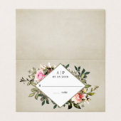  Roos groen bruiloft tenttent plaats kaarten (Buitenkant ongevouwen)