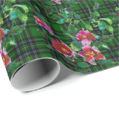  roos - groen gelooid cadeaupapier (Rol Hoek)