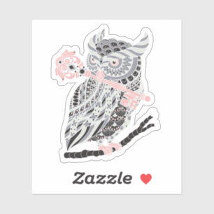 Roos Grote Gehoornde Uil Sticker
