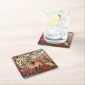 Roos Gypsy Dancer Franse Collage Vierkante Kartonnen Onderzetter (Insitu)