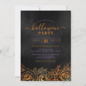 Roos Halloween Oranje Zwart Feestje  Kaart (Voorkant)