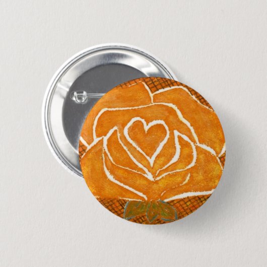 "Roos hart 3" Floral Button (Voorkant /achterkant)
