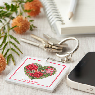  Roos hart Sleutelhanger
