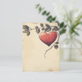 Roos Hart  Valentijnsdag liefdesbrief Briefkaart (Staand voorkant)