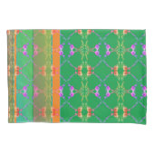 Roos Harten Abrikozen en Groene Pillowcase Kussensloop (Voorkant-Links)