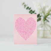 Roos harten briefkaart (Staand voorkant)