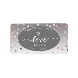 roos harten handgemaakt met liefde monogram vierka etiket
