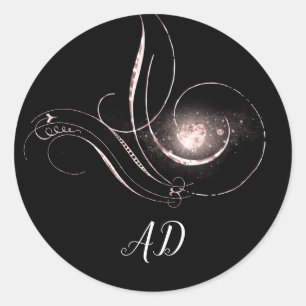 Roos Hartstift Certificate Black White Monogram Ronde Sticker