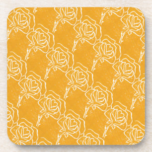 "Roos Heart Yellow Tiled Afbeelding" Floral Onderz Onderzetter