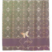 Roos Hearts op Plum Moss Douchegordijn (Voorkant)