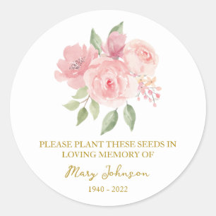 Roos Herdenkings Zaadpakket Funeral Ronde Sticker