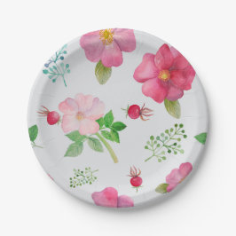 Roos Hip Garden Patroon Papieren Bordje