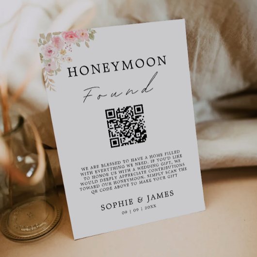 Roos Honeymoon Fund QR Code Trouwbord, Kaart
