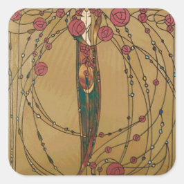 Roos House van Margaret MacDonald MacKintosh Vierkante Sticker