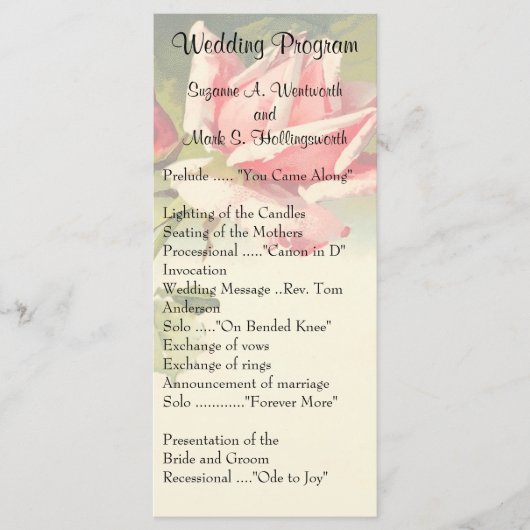 Roos huwelijksprogramma's Programma (Voorkant)