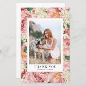  Roos & Hydrangea Afstuderen Dank u kaart (Voorkant / Achterkant)