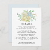 Roos Hydrangea Floral Wedding Gastengegevens Informatiekaartje (Voorkant / Achterkant)