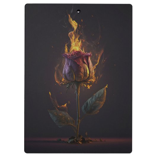 roos in brand klembord (Achterkant)