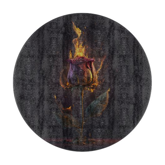 roos in brand snijplank (Voorkant)