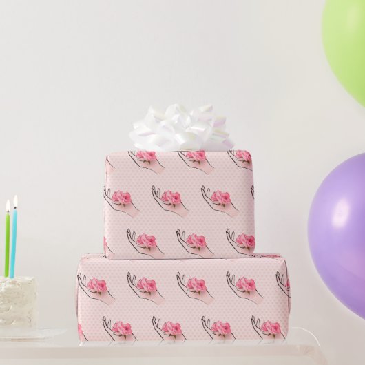 Roos in hart cadeaupapier (Feestgeschenken)